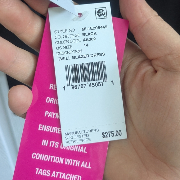 Liv Foster Black Twill Blazer Dress. NWT. Size US 14 - Picture 5 of 8